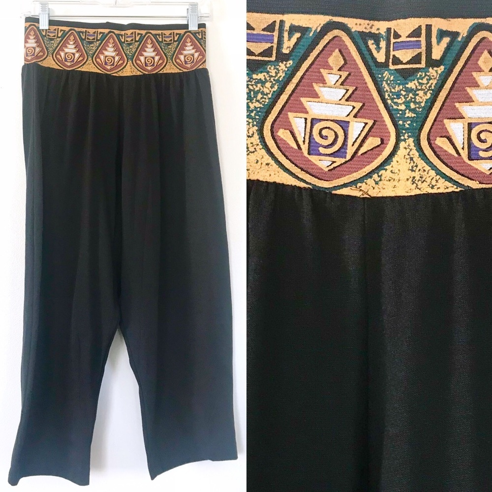 Vintage 80’s black southwestern crop harem pants